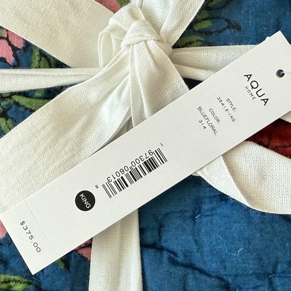 Aqua floral printed reversible king quilt set blue toille floral NEW - Picture 14 of 14